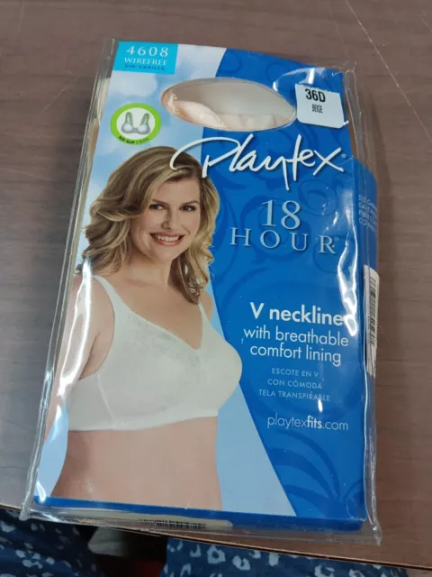 Playtex Wirefree Bra 18Hour 474C Cotton Stretch Ultimate Lift Support  Adjustable