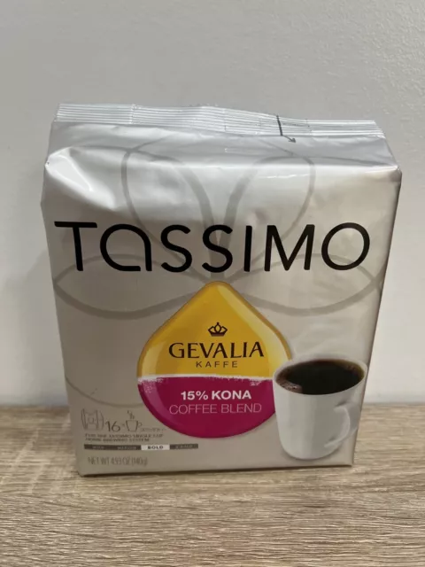 Tassimo Gevalia 15% Kona Blend Bold Dark Roast Coffee T-Discs, 16 Pack Free Ship