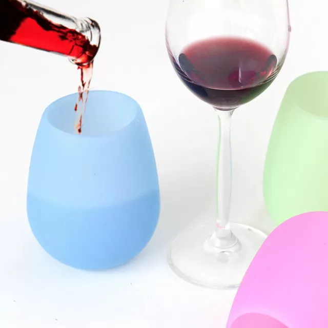 5pcs Unbreakable Silicone Wine Cup Glass Stemless Beer Whiskey Collapsible 3