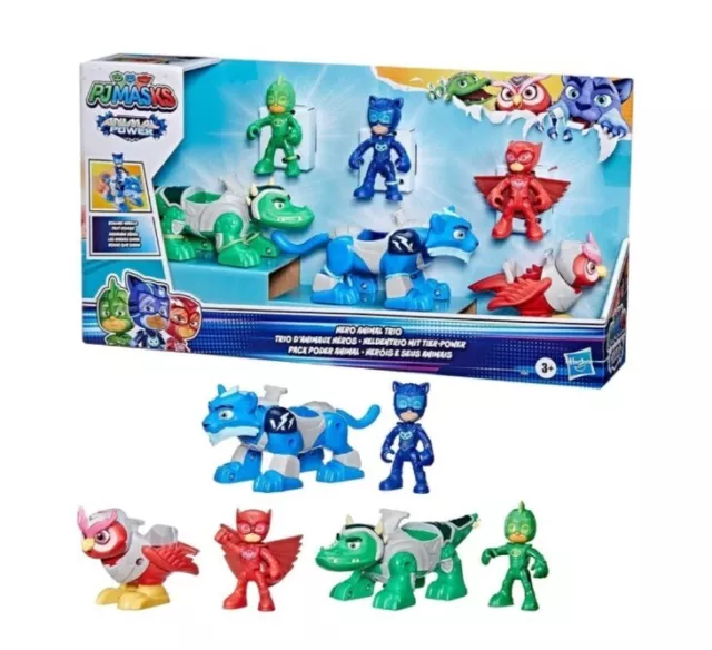 PJ MASKS Animal Power Hero Trio & Action Figures Playset Owlette Catboy Gekko