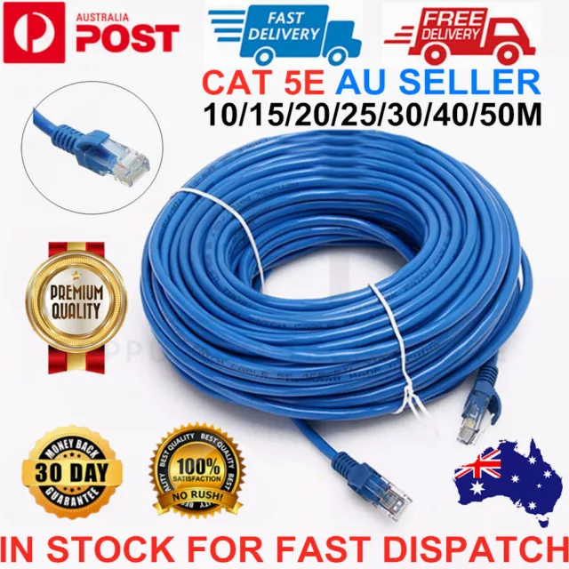 Premium 10/20/30/50m Cat 5e Network Ethernet Internet Cable Lan RJ45 Lead Router