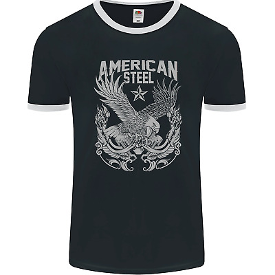 American Steel Motorbike Motorcycle Biker Mens Ringer T-Shirt FotL