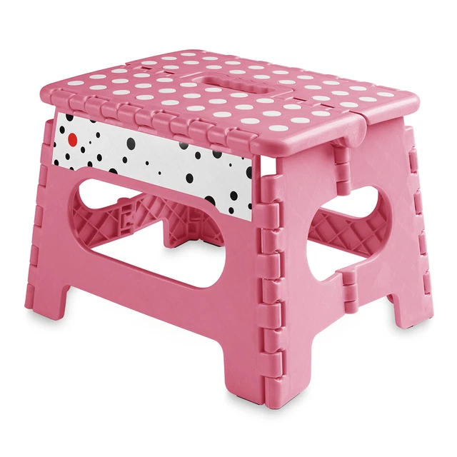 9& FOLDING PLASTIC Step Foot Stool with Handle - Light Pink £9.41 ...