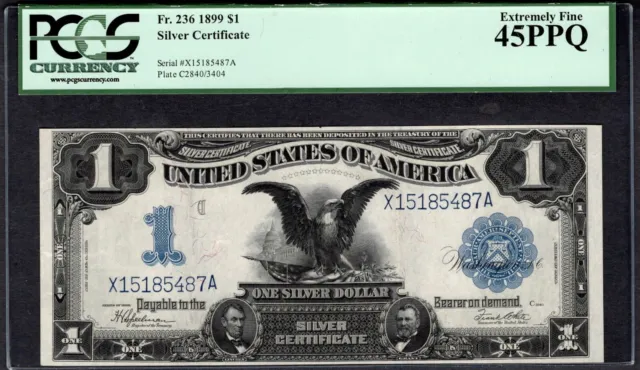 1899 $1 Silver Certificate Black Eagle Note PCGS 45 PPQ Fr.236 Item #80640016