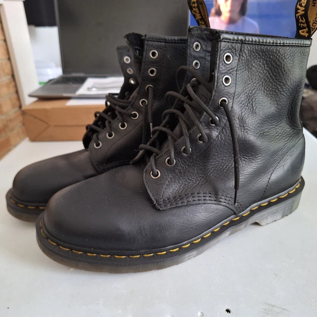 DR MARTENS BOOTS Size 12 Mens Black High Top Shoes Leather £49.99
