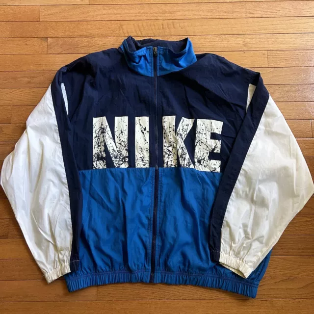 Vintage Nike Jacket Mens Large Blue Colorblock Windbreaker Hoodie Adult Y2K 90s