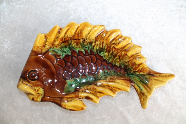 VALLAURIS TAFELAUFSATZ ANBIET Schale Fisch Majolika Majolica Keramik