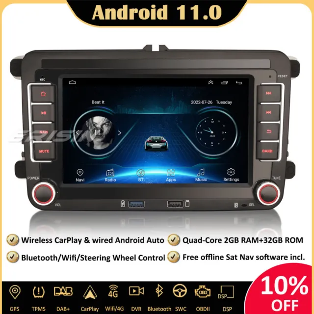 Android 10.0 GPS Navigationssystem für 2009 2010 2011 VW Volkswagen Passat  B6 mit DVD-Player Radio