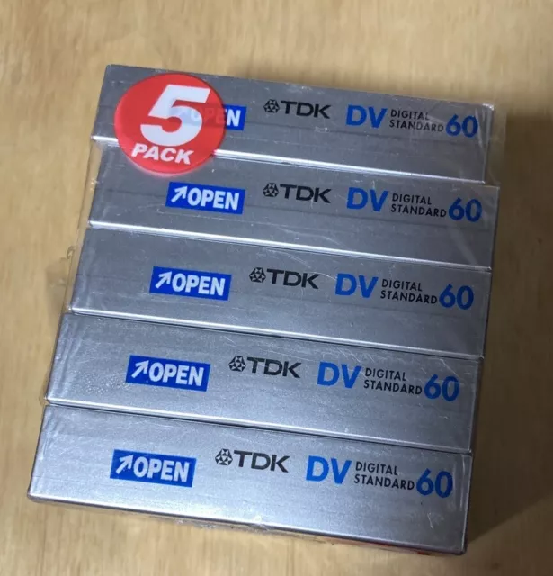 5 x Mini DV Tapes TDK 60 LP 90 New - Sealed - Blank Tape Digital Standard MiniDV