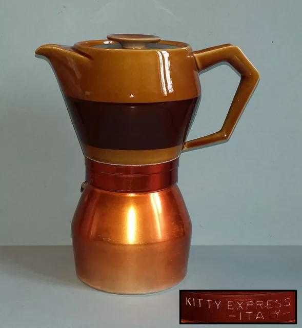 Caffettiera vintage KITTY Express da 6 tazze in Alluminio e Porcellana - Moka