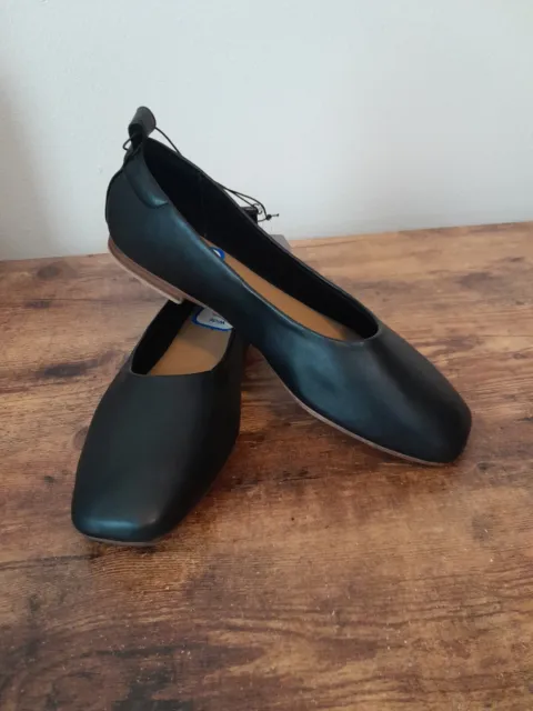 Womens Time And Tru Size 8W Soft Sqaure Toe Ballet Shoes Black NWT