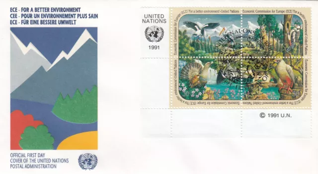 (108524) A Better Environment minisheet United Nations FDC 1991