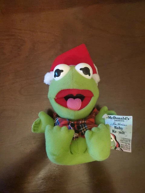 1987  Christmas Baby Kermit The Frog PLUSH Jim Henson Muppet Babies Vtg