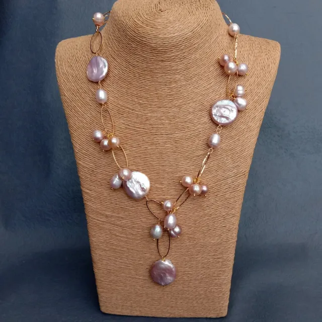 Freshwater Cultured Purple Pearl Choker Necklace Handmade Jewelry For Women Gift