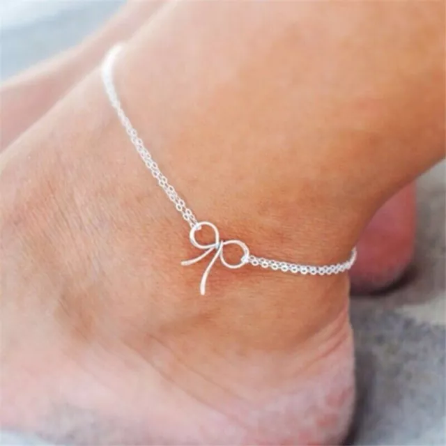 Chain Womens Double Anklet Foot Bracelet Ankle Silver Gold Bow Beach Anklets
