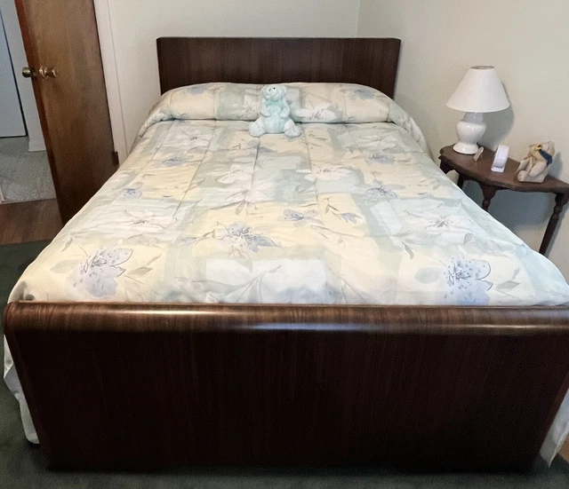 Antique Art Deco 5 Piece Waterfall Bedroom Set Highboy,lg Dresser, Vanity,full
