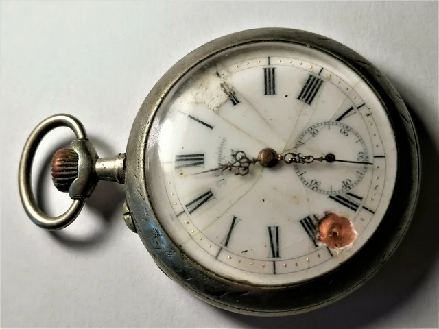 Montre à Gousset Ancienne Fonctionnelle - Acier, Remontage Manuel, Pour Homme