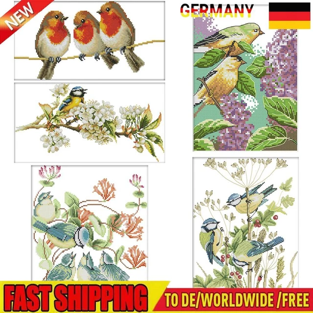 Home Decor DIY Cross Stitch Kits 14CT Stamped Cute Bird Embroidery Art Canvas