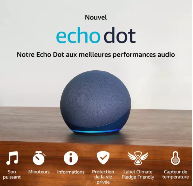 Nouvel Echo Dot (5e génération, modèle 2022) | Enceinte connectée avec Alexa |