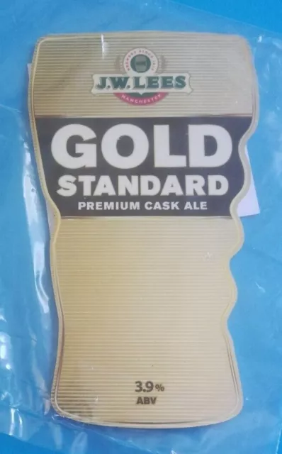 J W LEES brewery GOLD STANDARD pump clip ale beer badge front NEW Manchester
