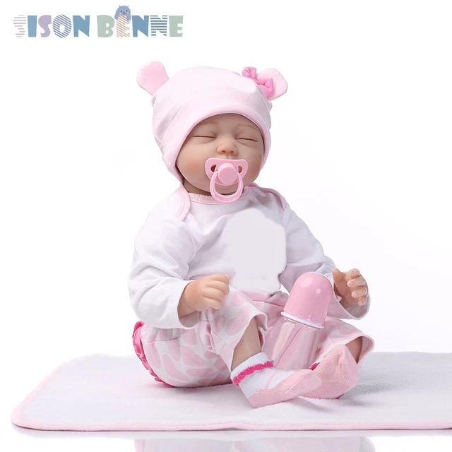 MAIDEDOLL Reborn Dolls Poupée en silicone platine 48,3 cm souple souple et réaliste en silicone solide, poupée lestée yeux fermés (garçon