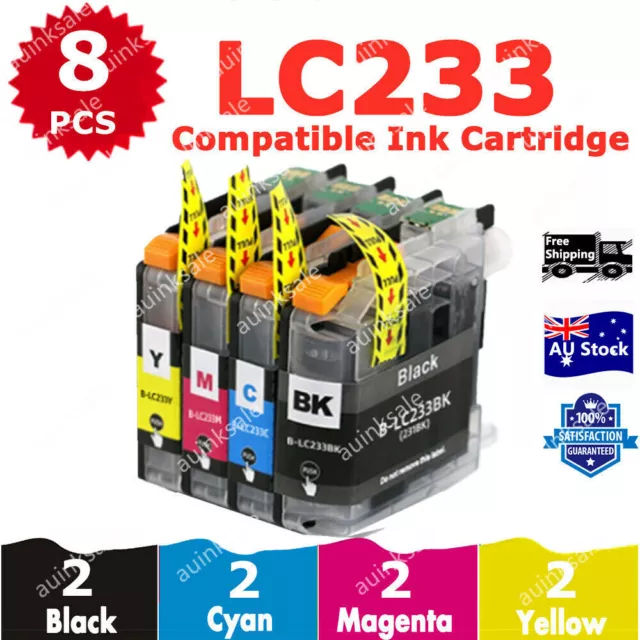 8x Non-OEM Ink Cartridge LC233 LC 233 For Brother MFC J5720dw J5320dw j680dw DCP
