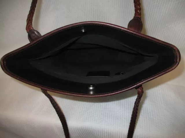 VTG Brighton Embossed Brown Leather Croc Shoulder Bucket Handbag Tote Purse Bag 9