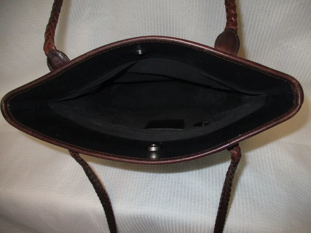 VTG Brighton Embossed Brown Leather Croc Shoulder Bucket Handbag Tote Purse Bag 9