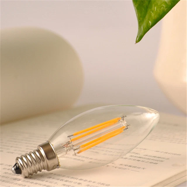 E14 Screw Cap 4W C35 LED Candle Filament Light Warm White Edison Bulb Retro 220V