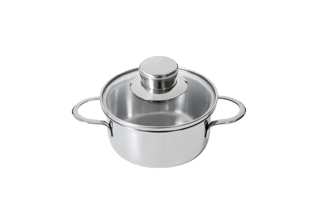 Kelomat Mini Bratentopf Topf mit Glasdeckel 0,6 L Ø 12 cm Edelstahl Induktion