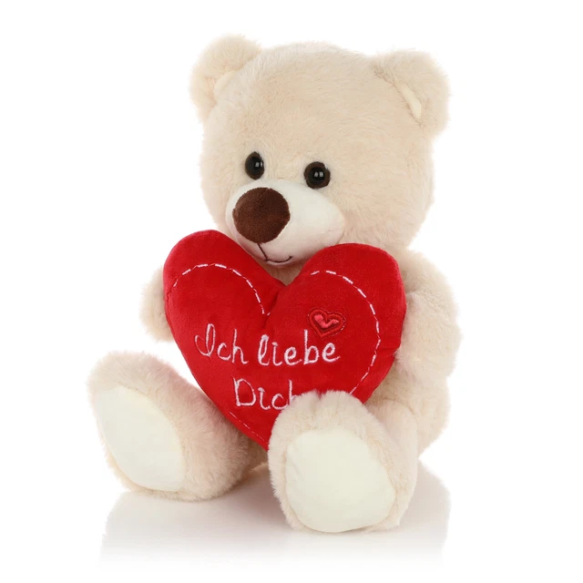Matches21 Teddybär Mit Herz „Ich Liebe Dich“ – 25 Cm Kuscheliger Plüschteddy Als Geschenk