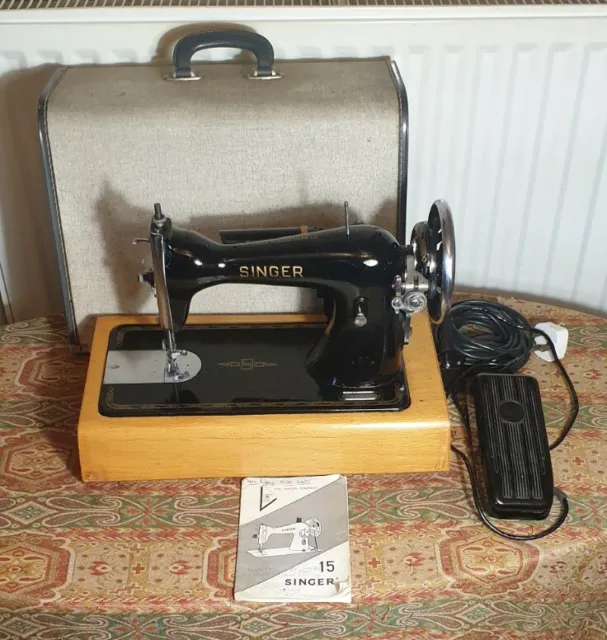 Máquina de coser eléctrica Singer 15K semiindustrial 1914 + folleto de instrucciones