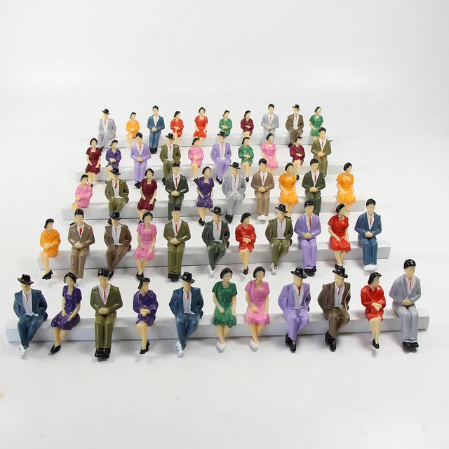 50PCS MODÈLE FERROVIAIRE échelle G Personne Assiss Peint 1:30 Modèle