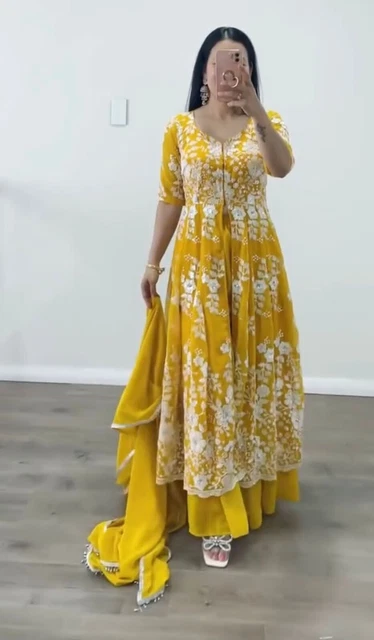 Designer indiano pakistano Salwar Kameez Bollywood Dress Party Wear Abito...