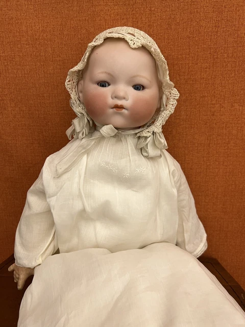 Large Antique German Armand Marseille Solid Dome Bisque Head Doll Cloth Body TLC