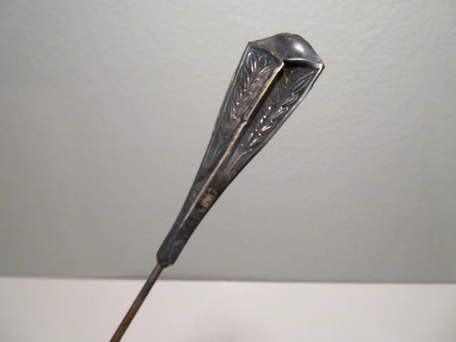 ANTIQUE HAT PIN Hatpin Sterling Silver Top KEENE Rare art  display picture 2