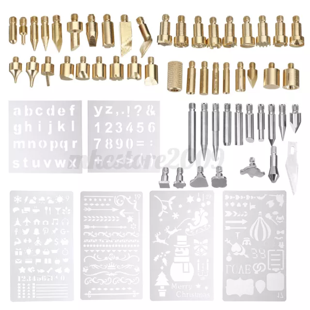 62Pcs 60W Electric Wood Burning Pen Soldering Iron Tip Kit Pyrography Craft 62Pcs 60W Electric Wood Burning Pen Soldering Iron Tip Kit Pyrography Craft