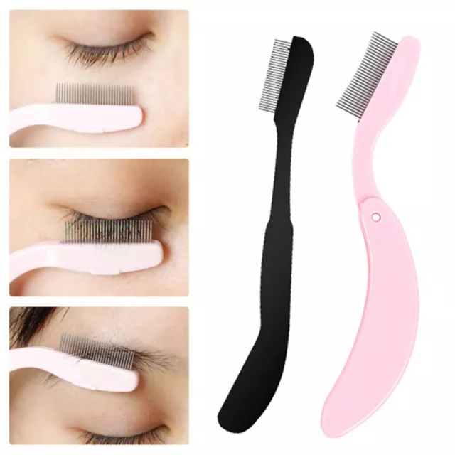 1PC Foldable Eyelash Comb Metal Eyebrow Brush Tool Mascara Separator Lash
