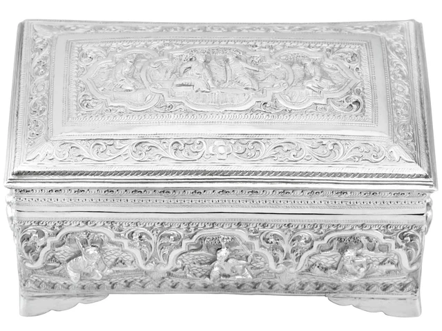 Antique Burmese Silver Box Circa 1890 3