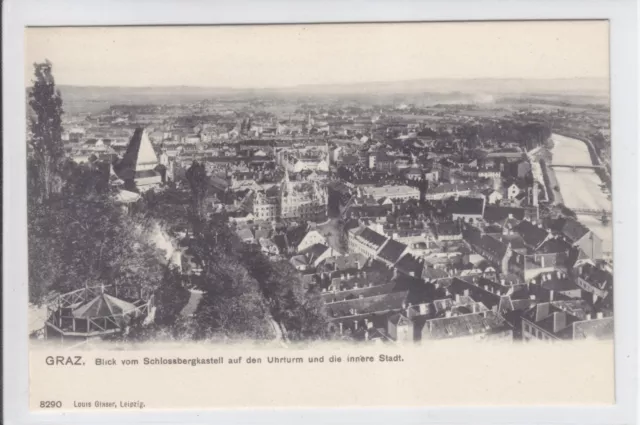 AK Graz vom Schlossbergkastell, Uhrturm, 1900