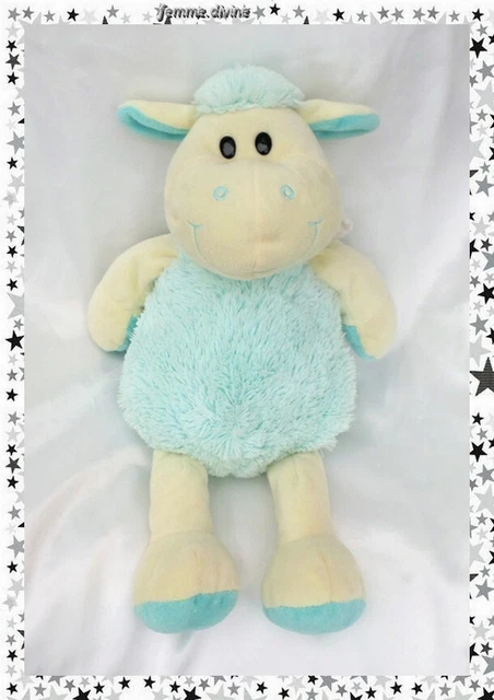 Doudou Peluche Mouton Agneau Bleu Blanc Ecru Althans Club