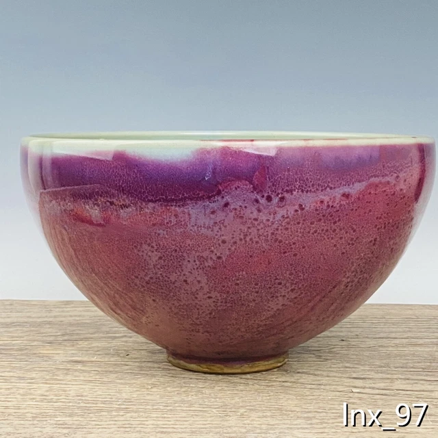12" China old Porcelain Song Jun kiln mark kiln change glaze chicken heart bowl