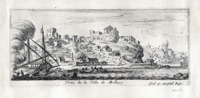 Milazzo Sicilia Sicily Sizilien Israel Silvestre etching Kupferstich incisione