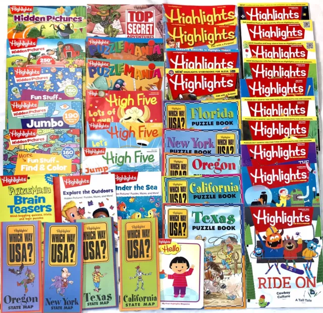 LOT 35+ HIGHLIGHTS Magazine Kids Activity Puzzle Mania High Five Hidden ...