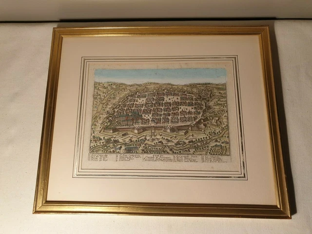 Gravure colorée Vue d'optique de Turin Dans le gout de Chereau 18ème