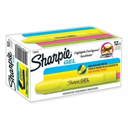 Sharpie® Gel Highlighter, Bullet Tip, Yellow, Dozen (SAN1780478)