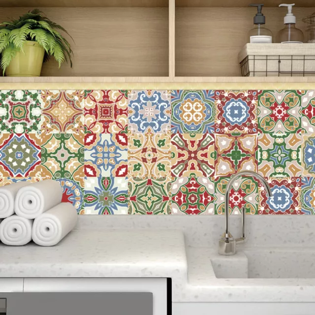 24 Pcs Retro Tile Wall Sticker Back Splash for Kitchen Sticky