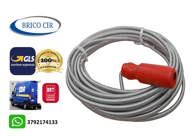 Sturatubi A Spirale Waterful 5 Metri - Con Manovella In Legno, Per Lavandini E WC, Diametro 9mm - Foto 6