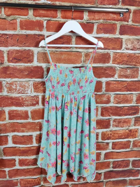 Girls Monsoon Blue Flamingo Flowy Sun Dress Age 7-8 Years Summer Beach 128Cm Vgc