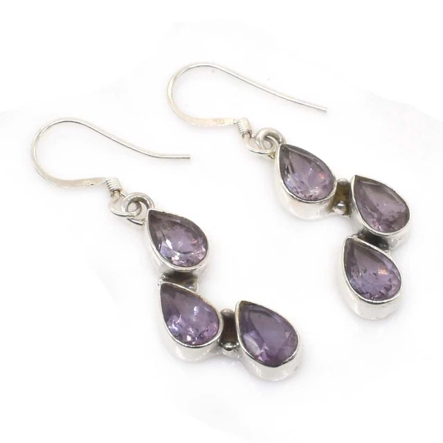 Amethyst Gemstone Earring 925 Sterling Silver Hook Earring Wedding Jewelry Gift